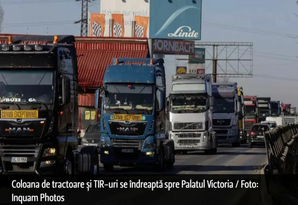 Fermierii și transportatorii sparg barierele jandarmilor. Coloana de tractoare și TIR-uri se îndreaptă spre Palatul Victoria - LIVE